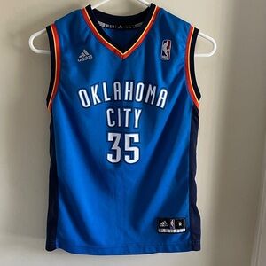 Kevin Durant Adidas Oklahoma City Blue kid’s medium Jersey with Orange Accents